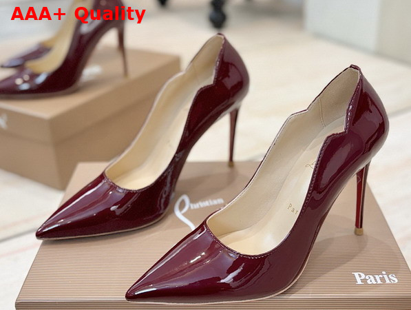 Christian Louboutin Hot Chick 100mm Pumps in Bordeaux Patent Calf Leather Replica