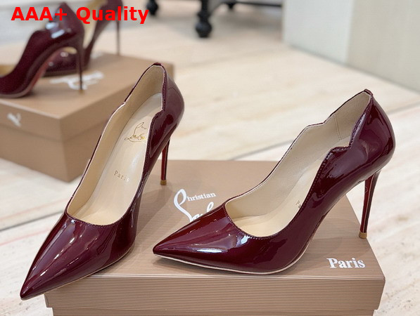 Christian Louboutin Hot Chick 100mm Pumps in Bordeaux Patent Calf Leather Replica