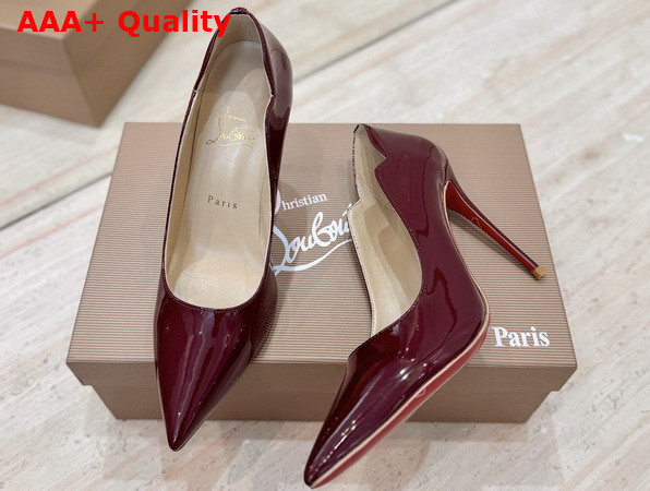 Christian Louboutin Hot Chick 100mm Pumps in Bordeaux Patent Calf Leather Replica