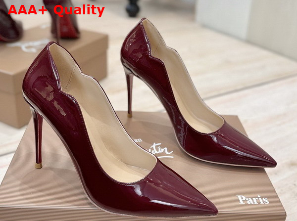 Christian Louboutin Hot Chick 100mm Pumps in Bordeaux Patent Calf Leather Replica