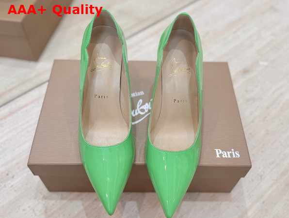 Christian Louboutin Hot Chick 100mm Pumps in Green Patent Calf Leather Replica