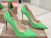 Christian Louboutin Hot Chick 100mm Pumps in Green Patent Calf Leather Replica