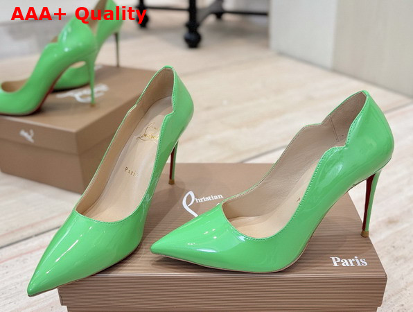 Christian Louboutin Hot Chick 100mm Pumps in Green Patent Calf Leather Replica