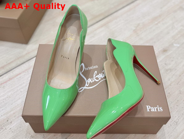 Christian Louboutin Hot Chick 100mm Pumps in Green Patent Calf Leather Replica