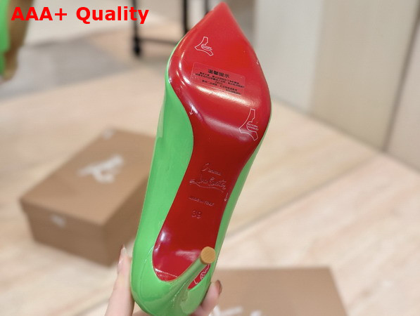 Christian Louboutin Hot Chick 100mm Pumps in Green Patent Calf Leather Replica