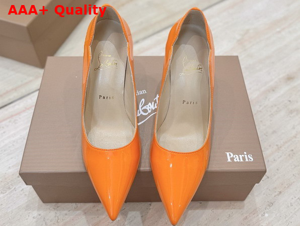 Christian Louboutin Hot Chick 100mm Pumps in Orange Patent Calf Leather Replica