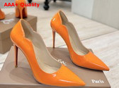 Christian Louboutin Hot Chick 100mm Pumps in Orange Patent Calf Leather Replica