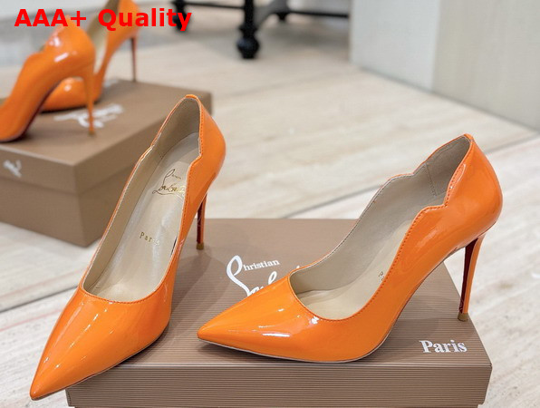 Christian Louboutin Hot Chick 100mm Pumps in Orange Patent Calf Leather Replica