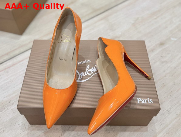 Christian Louboutin Hot Chick 100mm Pumps in Orange Patent Calf Leather Replica