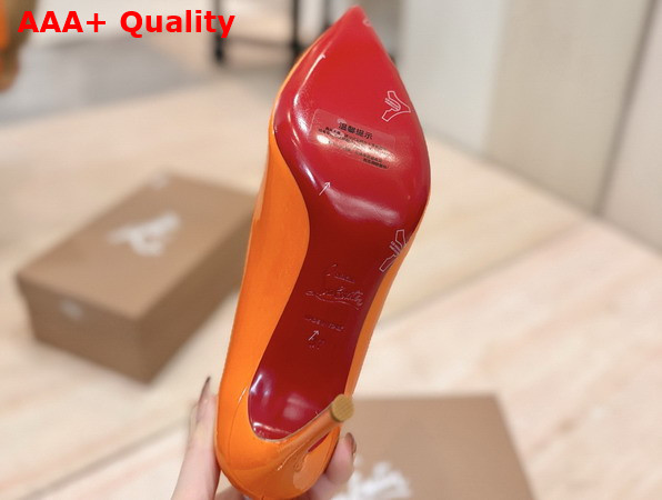Christian Louboutin Hot Chick 100mm Pumps in Orange Patent Calf Leather Replica