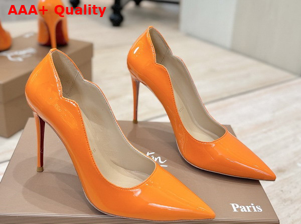 Christian Louboutin Hot Chick 100mm Pumps in Orange Patent Calf Leather Replica
