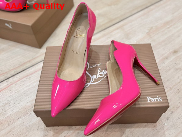 Christian Louboutin Hot Chick 100mm Pumps in Rose Patent Calf Leather Replica