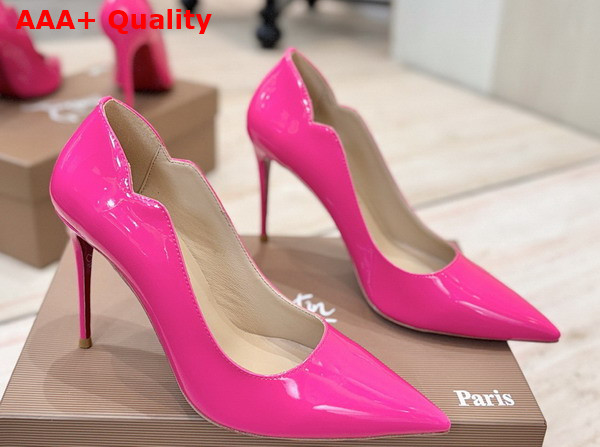 Christian Louboutin Hot Chick 100mm Pumps in Rose Patent Calf Leather Replica