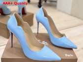 Christian Louboutin Hot Chick 100mm Pumps in Sky Blue Patent Calf Leather Replica