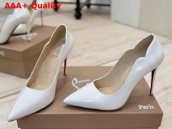 Christian Louboutin Hot Chick 100mm Pumps in White Patent Calf Leather Replica