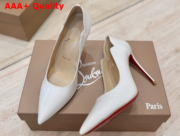Christian Louboutin Hot Chick 100mm Pumps in White Patent Calf Leather Replica