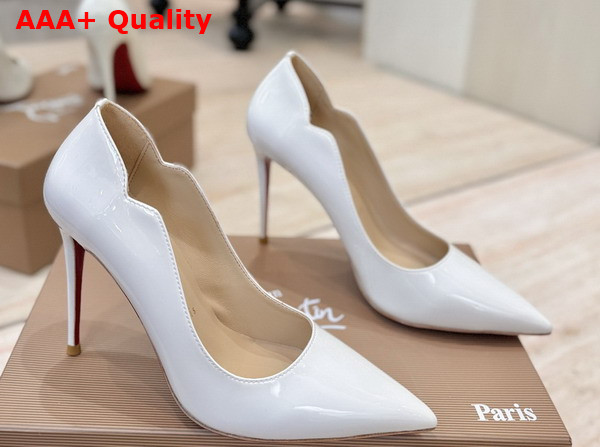 Christian Louboutin Hot Chick 100mm Pumps in White Patent Calf Leather Replica