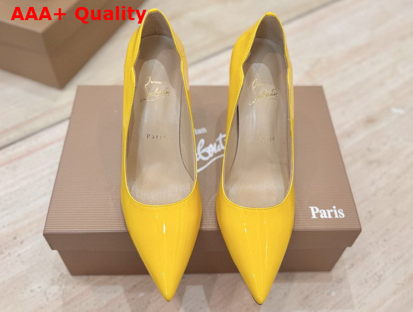 Christian Louboutin Hot Chick 100mm Pumps in Yellow Patent Calf Leather Replica