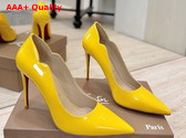 Christian Louboutin Hot Chick 100mm Pumps in Yellow Patent Calf Leather Replica