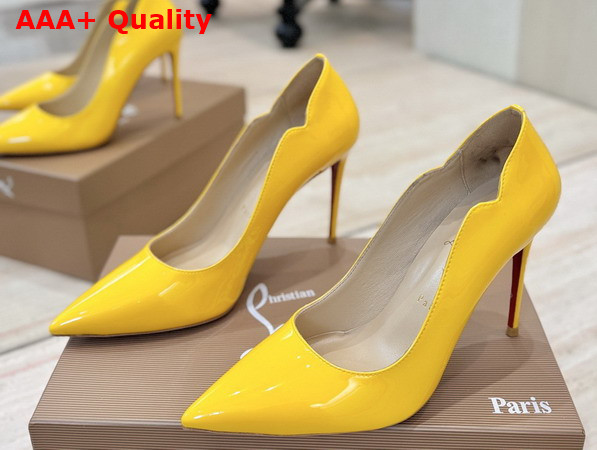 Christian Louboutin Hot Chick 100mm Pumps in Yellow Patent Calf Leather Replica
