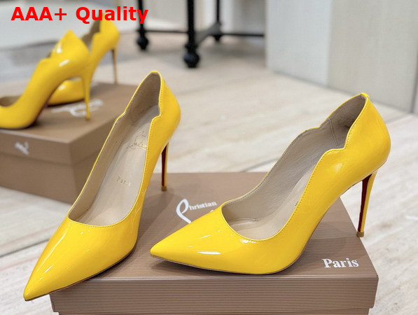 Christian Louboutin Hot Chick 100mm Pumps in Yellow Patent Calf Leather Replica