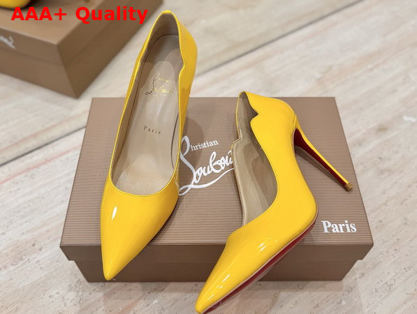 Christian Louboutin Hot Chick 100mm Pumps in Yellow Patent Calf Leather Replica