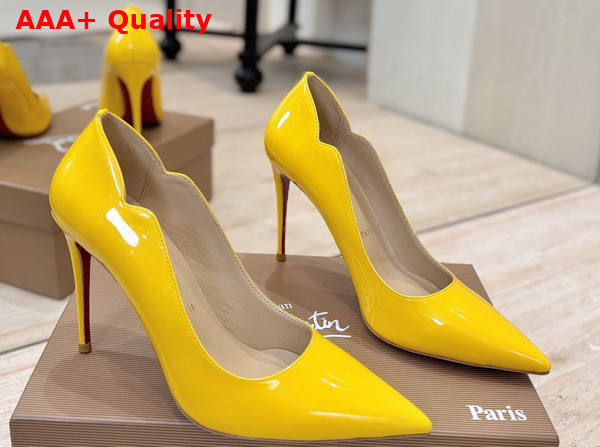 Christian Louboutin Hot Chick 100mm Pumps in Yellow Patent Calf Leather Replica