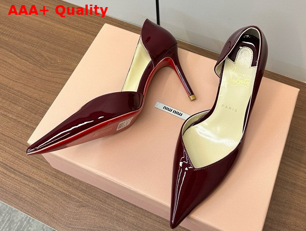 Christian Louboutin Iriza Pump 85mm Pump Bordeaux Patent Calf Leather Replica