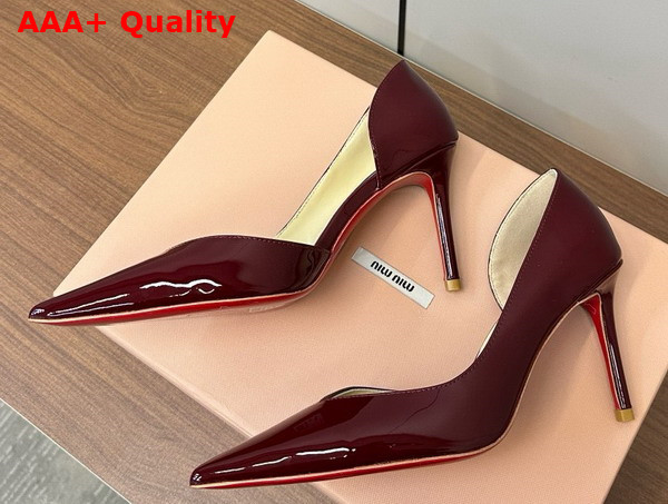 Christian Louboutin Iriza Pump 85mm Pump Bordeaux Patent Calf Leather Replica