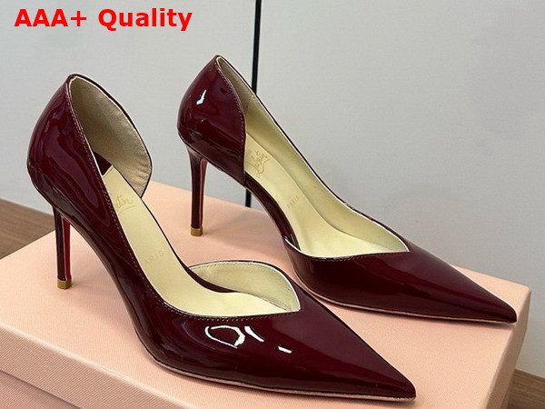 Christian Louboutin Iriza Pump 85mm Pump Bordeaux Patent Calf Leather Replica
