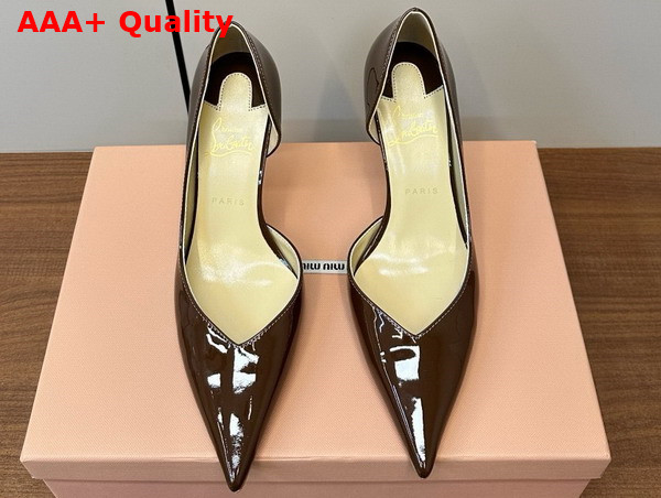 Christian Louboutin Iriza Pump 85mm Pump Coffee Patent Calf Leather Replica