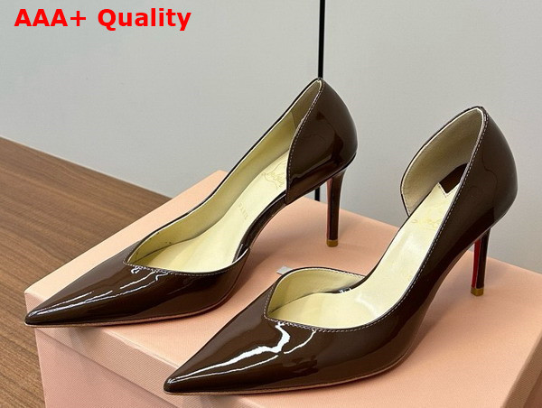 Christian Louboutin Iriza Pump 85mm Pump Coffee Patent Calf Leather Replica