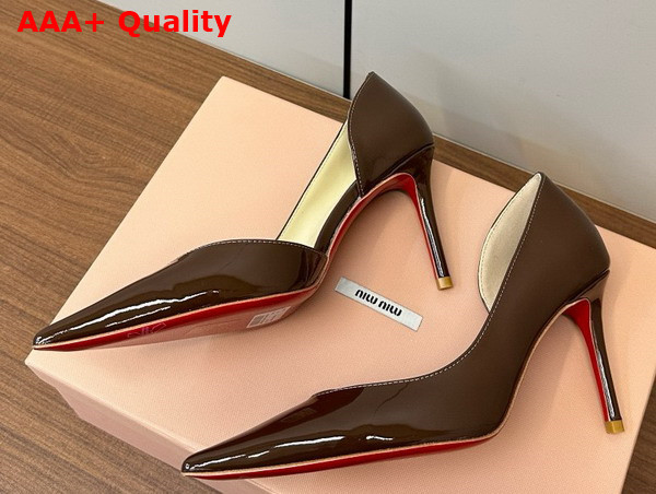 Christian Louboutin Iriza Pump 85mm Pump Coffee Patent Calf Leather Replica