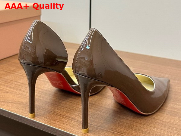 Christian Louboutin Iriza Pump 85mm Pump Coffee Patent Calf Leather Replica
