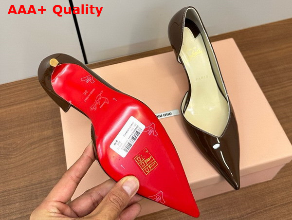 Christian Louboutin Iriza Pump 85mm Pump Coffee Patent Calf Leather Replica