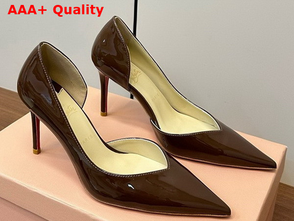 Christian Louboutin Iriza Pump 85mm Pump Coffee Patent Calf Leather Replica