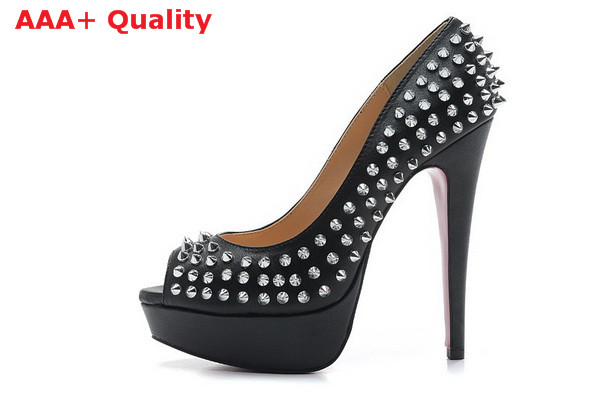 Christian Louboutin Lady Peep Spikes Black Silver for Sale