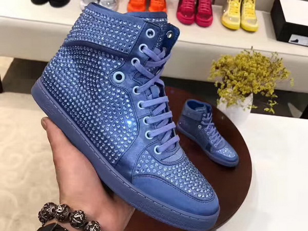 Christian Louboutin Loubikick Sneaker Boot with Strass Light Blue For Sale