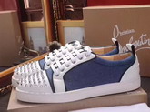 Christian Louboutin Louis Junior Spikes Mens Flat Blue Denim Fabric For Sale