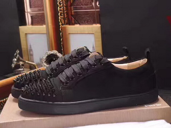 Christian Louboutin Louis Junior Spikes Mens Flat in Black Suede Calfskin For Sale