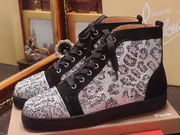 Christian Louboutin Louis Strass Mens Flat in White Leopard with Black Suede Calfskin Leather Trim For Sale