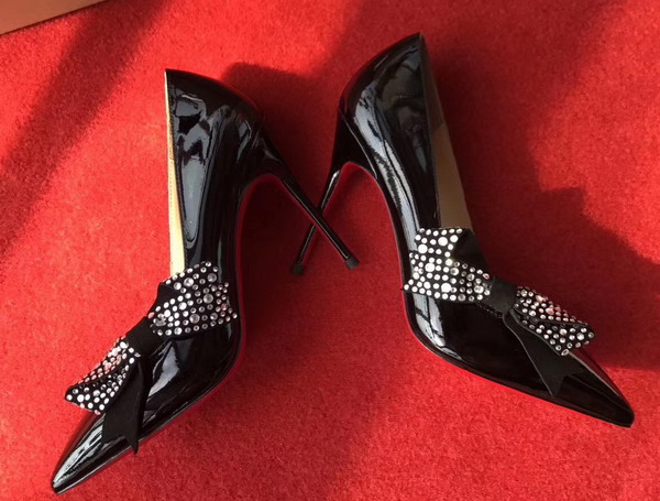 Christian Louboutin Madame Menule 100 in Black Patent Leather Strass For Sale