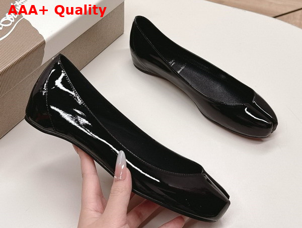 Christian Louboutin Marlougiela Ballerinas in Black Patent Calf Leather Replica