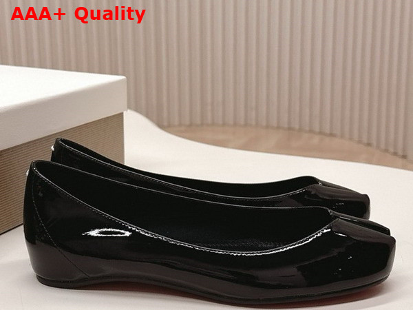 Christian Louboutin Marlougiela Ballerinas in Black Patent Calf Leather Replica