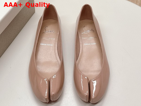 Christian Louboutin Marlougiela Ballerinas in Nude Patent Calf Leather Replica