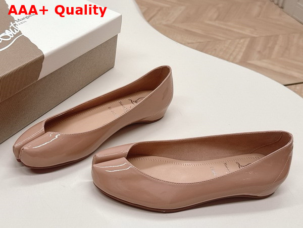 Christian Louboutin Marlougiela Ballerinas in Nude Patent Calf Leather Replica