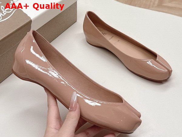 Christian Louboutin Marlougiela Ballerinas in Nude Patent Calf Leather Replica