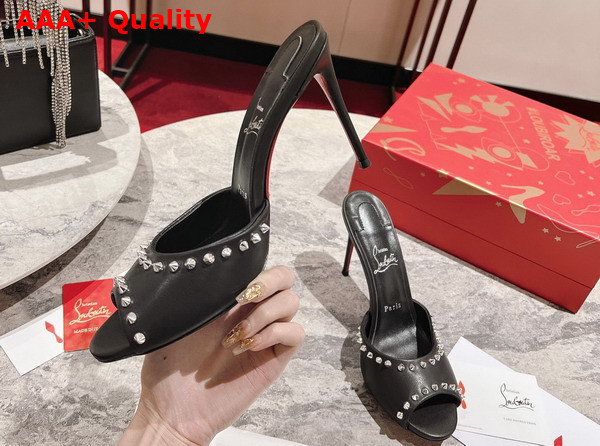 Christian Louboutin Me Dolly Spike Sandal in Black Nappa Leather Replica