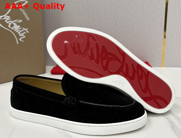 Christian Louboutin Moonboat Loafers Reversed Nubuck Leather Black Men Replica