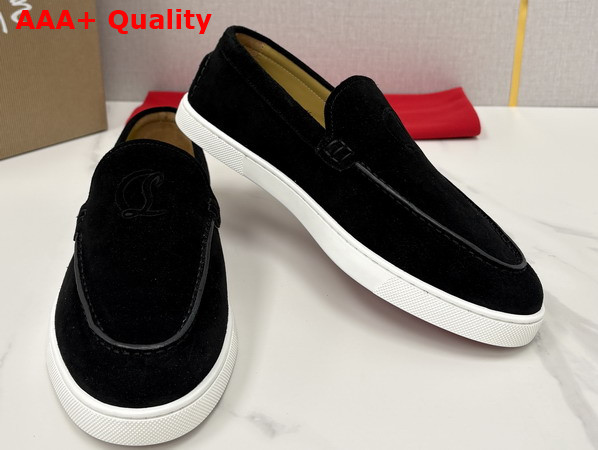 Christian Louboutin Moonboat Loafers Reversed Nubuck Leather Black Men Replica